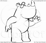 Clipart Waving Rhino Cartoon Friendly Standing Coloring Rhinoceros Cory Thoman Outlined Vector Clip Clipartpanda sketch template