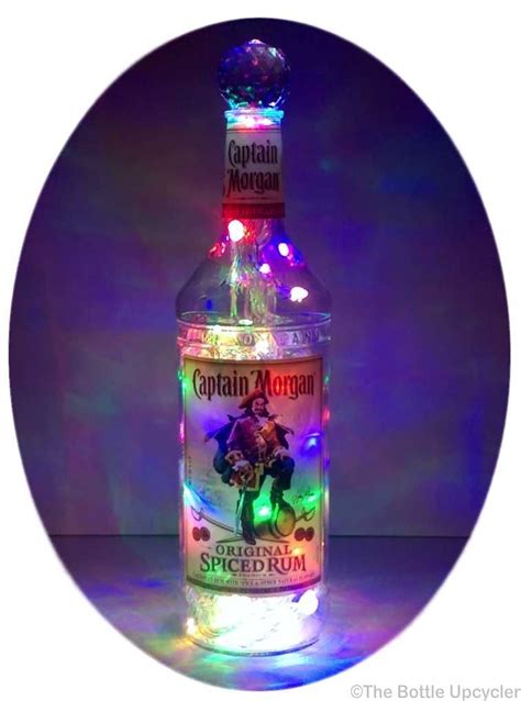 upcycled captain morgan spiced rum mood therapy liquor bottle light  multicolored leds