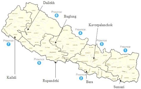 Map Of Nepal Showing The Selected Districts From Seven Provinces For