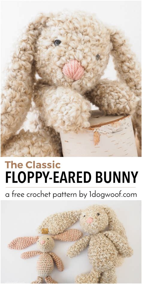 classic stuffed bunny crochet pattern  easter  dog woof