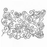 Swirls Pano Whimsy Hearts Pattern sketch template
