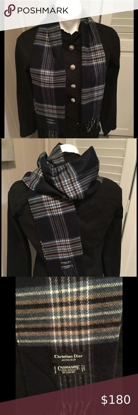 authentic christian dior unisex scarf unisex scarf blue cashmere