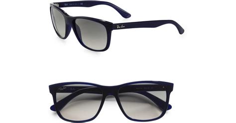 ray ban square top acetate sunglasses in black lyst