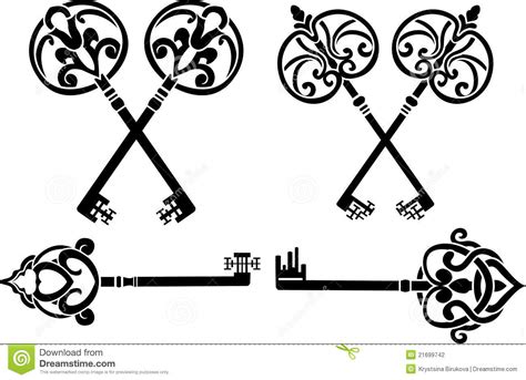fantasy key set stencil stock vector illustration  roman