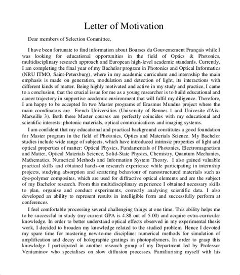 sample motivation letters  word sample templates