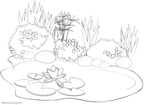 pond coloring pages black  white drawing  printable coloring pages