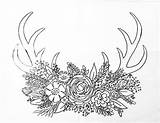 Deer Coloring Pages Traceable Antlers Antler Drawing Horns Flowers Drawings Painting Acrylic Paint Printable Angela Anderson Traceables Sheets Spray Face sketch template