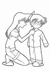 Conan Coloring Pages Detective Pajamas Ran Thrilling Team Japanese Story Pajama Charlotte Riley Fixing Kudo Kids Little Case Mouri Popular sketch template