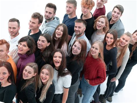close   friendly group  young people   stock photo