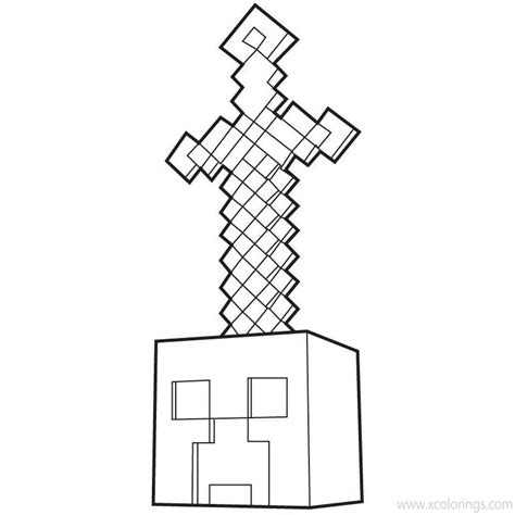 minecraft sword  creeper coloring pages xcoloringscom