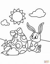 Easter Coloring Egg Pages Bunny Cute Printable Color Print Supercoloring Drawing sketch template