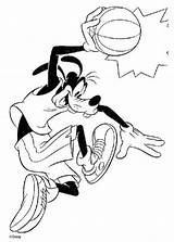 Basketball Playing Goofy Coloring Pages Color Basket Disney Book Print sketch template