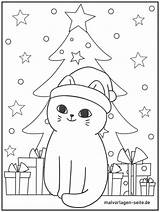 Weihnachten Ausmalbilder Malvorlage Katze Weihnachtsbaum sketch template