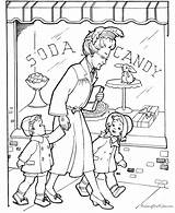 Coloring Pages Grandparents Kids Candy Shopping Activities Sheets Colouring Printable Store Helping Others Go Grandmother Children Grandma Holiday Books Worksheets sketch template