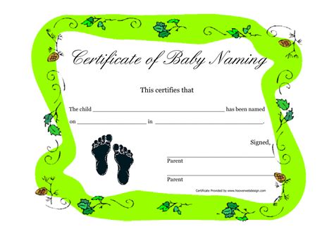 naming ceremony certificate template  printable templates