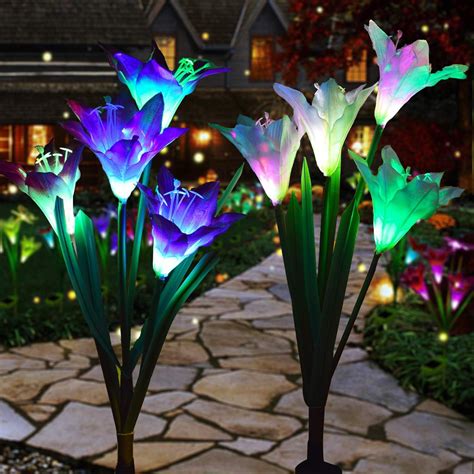 outdoor solar lights decorative led flowers solar lilies patio decor solar powered garden