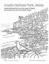 Coloring National Park Acadia Parks Pages State Maine Sheets Education Worksheet Color Choose Board Mountain Landscape sketch template