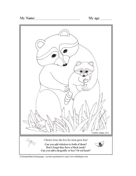 list  kissing hand coloring pages