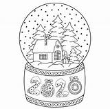Schneekugel Coloring Pages Year Happy Malen sketch template