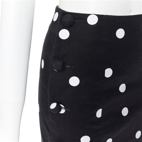 monse black white polka dot stif cotton button side pencil skirt us0 26