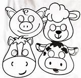 Farm Animal Crafts Masks Animals Kids Color Mask Diy Printable Coloring Craft Choose Set Pig Cute Own Theme Preschool Da sketch template