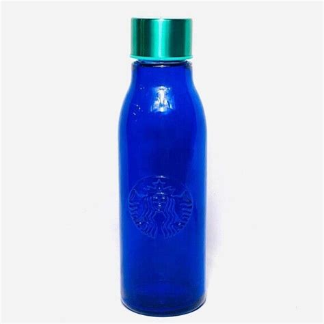 New Starbucks Cobalt Blue Glass 20oz Water Bottle Recycled Glass