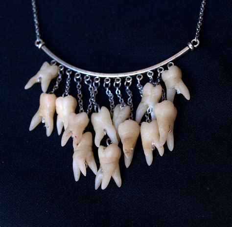 human tooth necklace teeth jewelry macabre art dental bib etsy