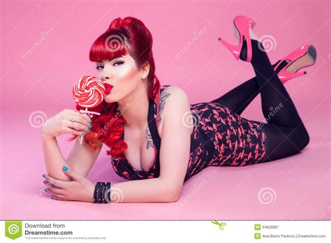 pin up girl with lollipop stock image image of fashion