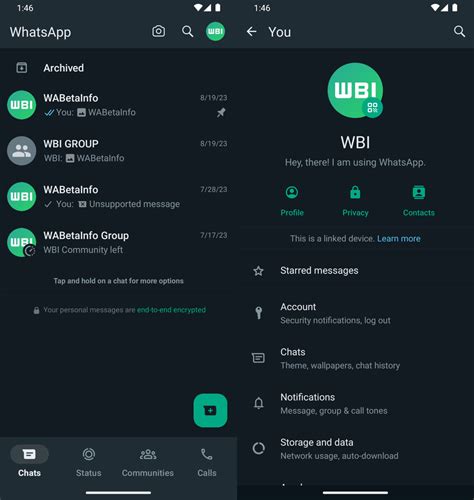 ios whatsapp android   revamped settings interface rprna