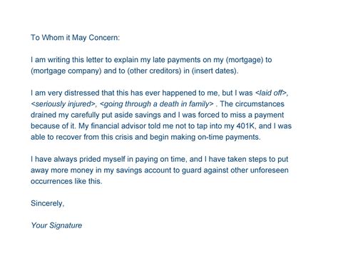 sample letter explaining late payments    letter template