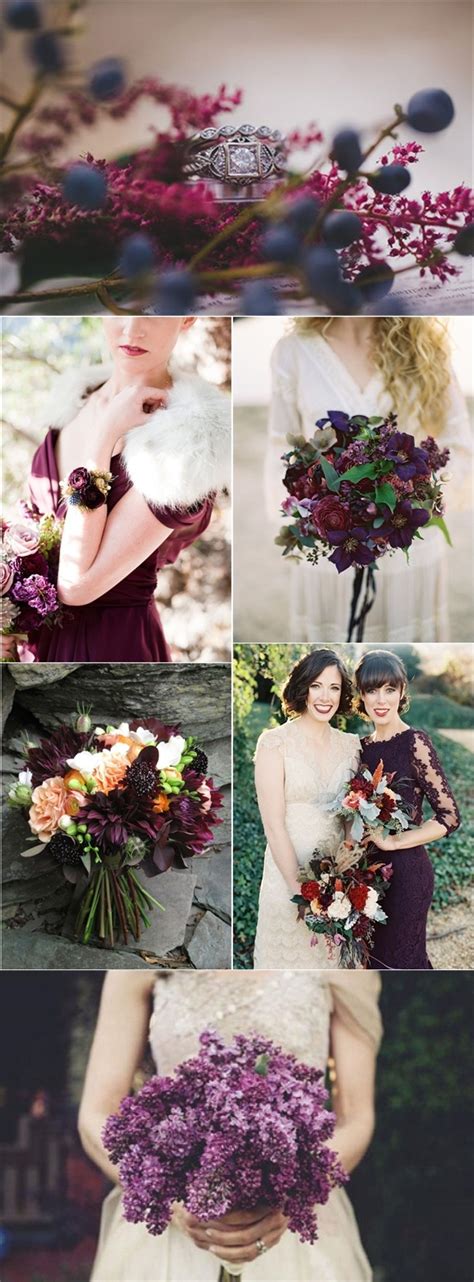 dark purple wedding color ideas  fallwinter weddings deer pearl flowers