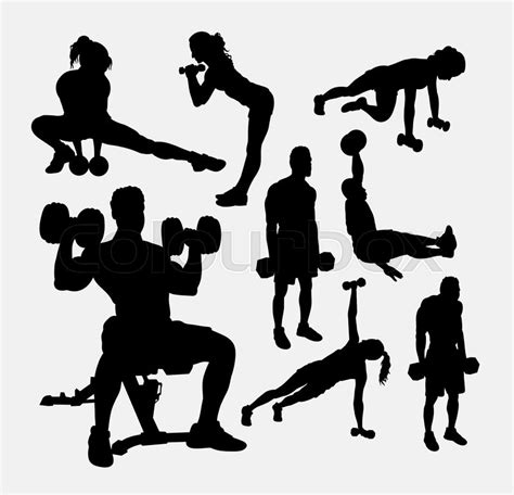 training exercise sport male and female silhouette good