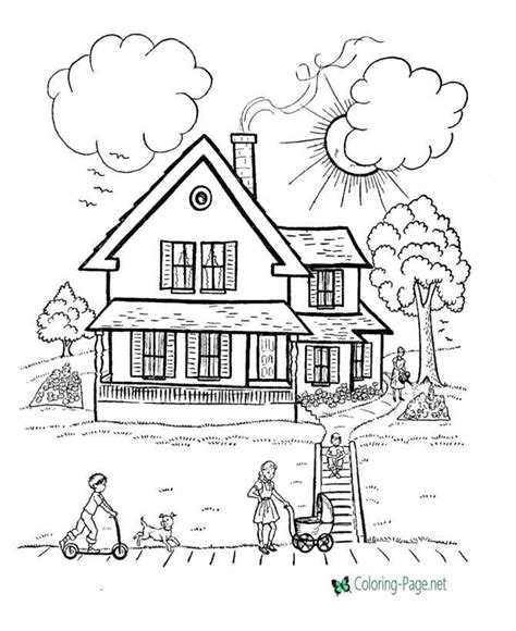house coloring pages country houses