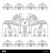 Dala Horse Outline Swedish Vector Dalecarlian Scandinavian Alamy sketch template