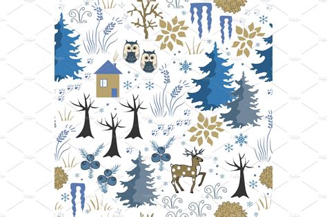 awesome winter seamless pattern  graphic objects creative market