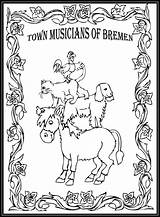 Bremen Musicians Storybook Musicos sketch template