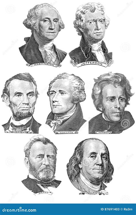 engravings  portraits   presidents stock image image