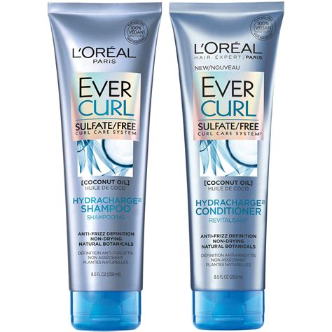 loreal paris hair care evercurl sulfate  shampoo conditioner kit hydrates softens