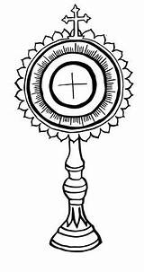 Catholic Eucharist Drawing Adoration Eucharistic Holy Monstrance Crafts Jesus Clip Church Para Colorear Catechism Communion First Hour Mary Mother Printables sketch template