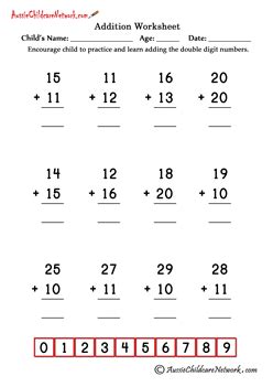 double digit addition worksheets   carrying aussie childcare