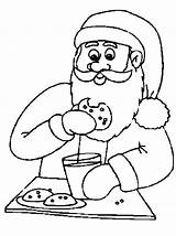 Coloring Pages Santa Eating Cookies Cookie Claus Kids sketch template