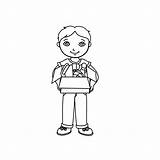 Holding Clipart Box Kid Graphic Child sketch template