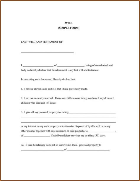 printable    testament blank forms texas form