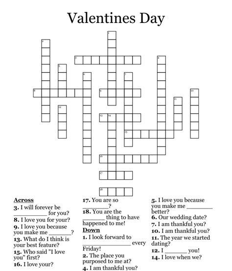 valentines day crossword wordmint