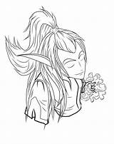 Mage Warcraft Lineart Elf sketch template