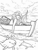Mermaid Coloring Dolphin Malvorlagen Meerjungfrau sketch template