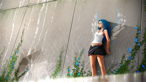 Anime Girls Artwork Blue Hair Glasses Wallpapers Hd Desktop And