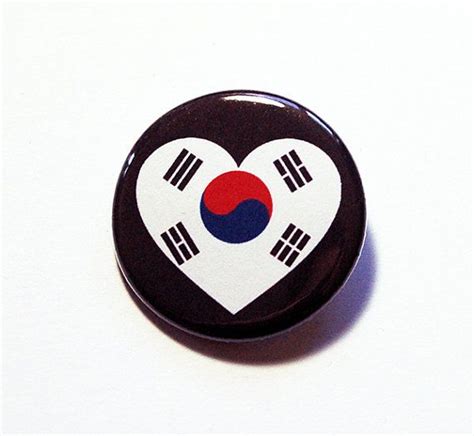 south korea pin pinback buttons lapel pin i love south etsy buttons
