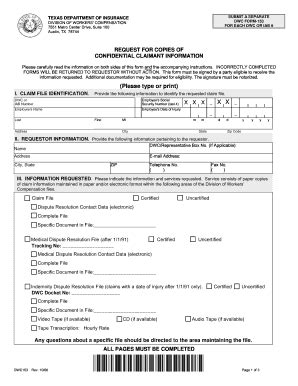 Texas Department Of Insurance Dwc Form 153 - Fill Online