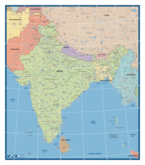 map  india  surrounding countries maps   world